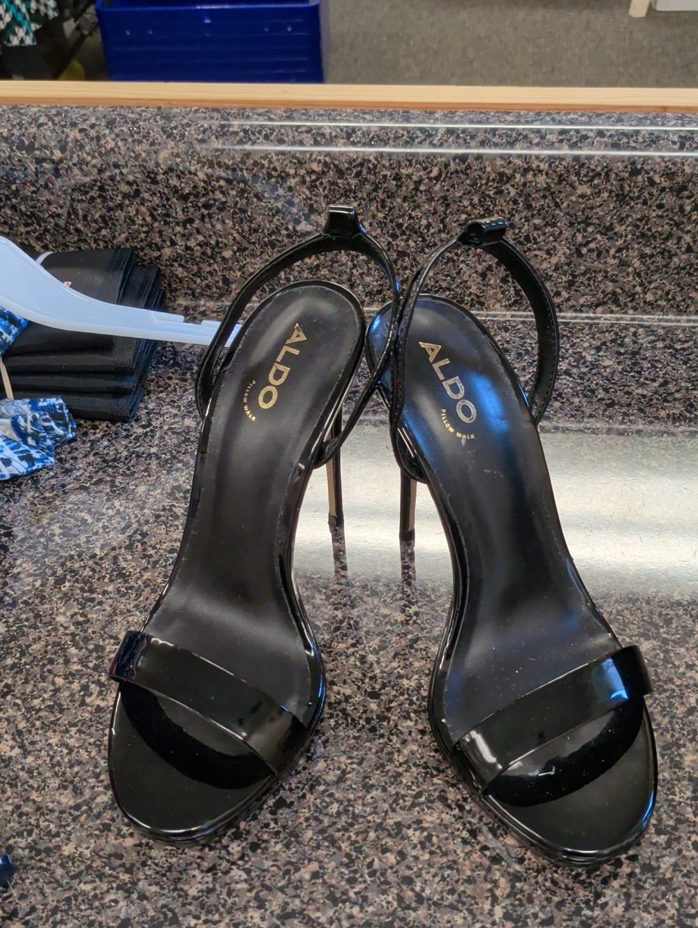 ALDO Black Patent Stiletto Heel Sandals